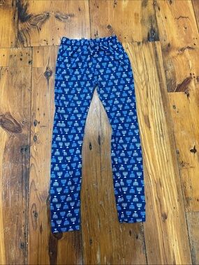 Rite Lite Hanukkah Menorah Navy Blue Printed Stretch Leggings One Size